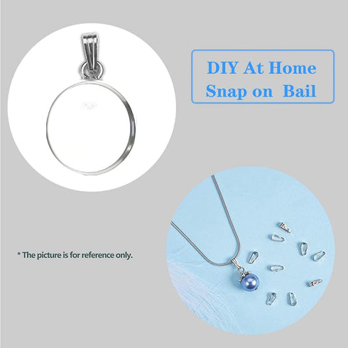 10pcs Solid Sterling Silver Snap-on Bail Pendant Connector Finding for Jewelry Charm Necklace Component Making Supply...