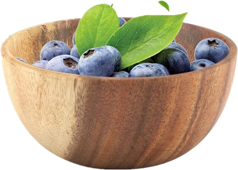 Yosoo Natural Hand-Made Solid Wood Bowl, Classic Large Round Acacia Wood Salad Soup Dining Bowl, Premium Wood Kitchen Utensils(16x7 cm / 6.3x2.8 i...