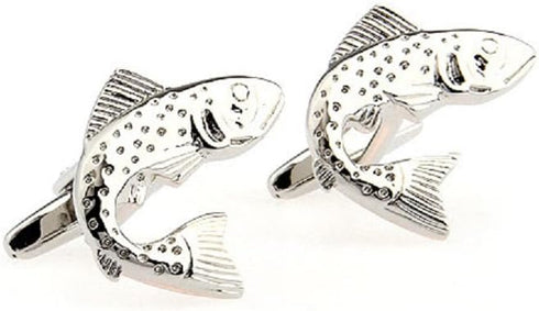 Fish Fishing Pair Cufflinks in a Presentation Gift Box & Polishing Cloth...