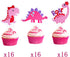48pcs Pink Dinosaur Cupcake Toppers Baby Shower Birthday Decorations for Girl Dinosaur Party Supplies Dinosaur Cake Topper...