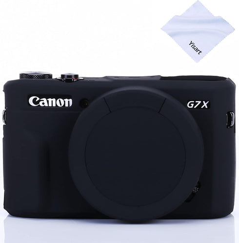 Case for G7X Mark II G7X Removable Lens Cover, Silicone Cover Rubber Soft Camera Case for Canon PowerShot G7X II G7X (Glamour Black)...
