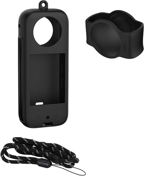 LICHIFIT Silicone Case Lens Cap Camera Protective Cover Shell Skin with Lanyard for Insta360 X3 Action Camera Accessories...