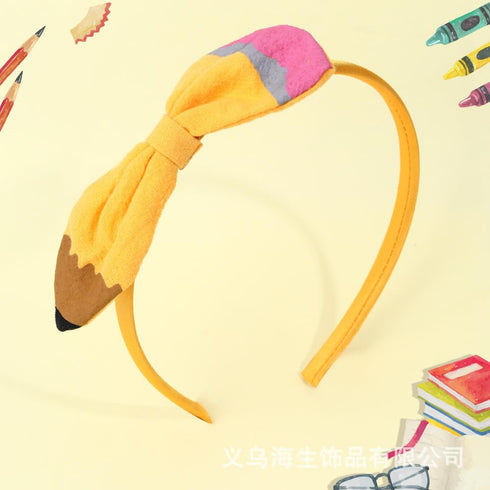 Back to School Headband for Girls School Bow Hair Band Teacher Headband Pencil Girl Headband School Hair Accessories TSFG21 (Pencil Headband Set)...