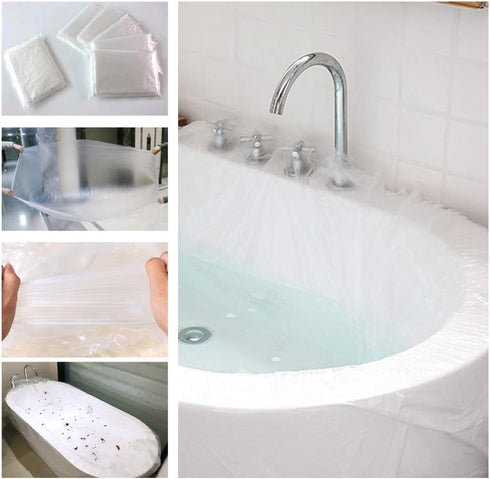 10 Pack Disposable Bathtub Cover Liner, Ultra Large Bathtub Liner Plastic Bag for Salon, Household and Hotel Bath Tubs (90x47 Inch)...
