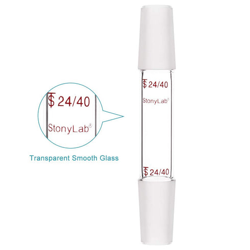 stonylab Glass 24/40 Straight Laboratory Adapter, Borosilicate Glass 30 mm Between Two 24/40 Ground Inner Standard Taper Joints for Laboratory Lab...