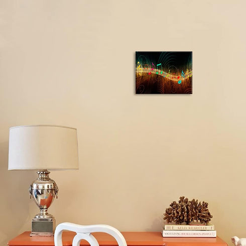 Music Wall Art for Bedroom, PIY Modern Musical Note Canvas Prints Stretched with Frame, Beautiful Notes Beating on Staff Picture Decor (Waterproof...
