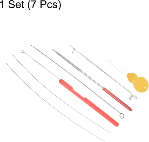 uxcell Beading Needle Set Threading Tools with Threader, Bead Crochet Hook, Tipped Bead Reamer Beading, Beaded Steel Wire...