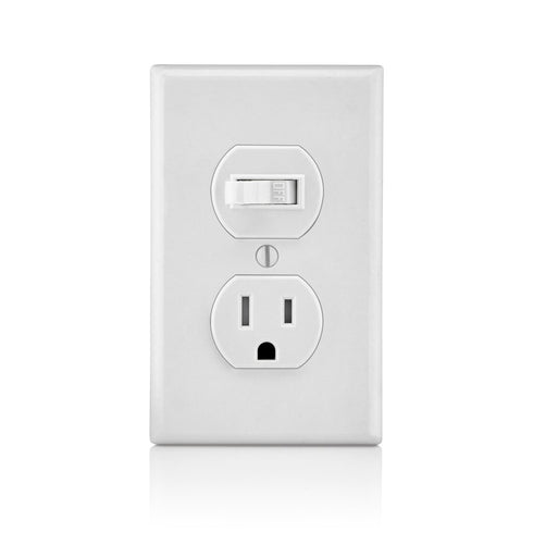 Leviton T5225-W Combination, 15 Amp, 120 Volt AC Toggle Switch, and 15amp, 125 Volt 5-15R Tamper Resistant Receptacle, Grounding, White......