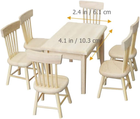 Toddmomy 1 Set Doll Furniture Miniature Furniture Decorative 1/12 Scale Miniature Table Chair Set for Dollhouse Kitchen Food Decoration Accessorie...
