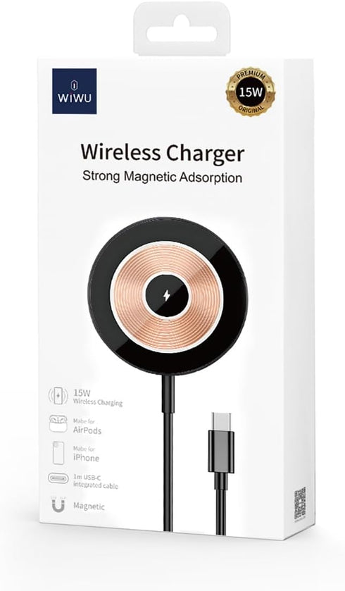 WiWU Magnetic Wireless Charger, Transparent Wireless Charging Pad, Magnetic Phone Charger for Smartphone & Wireless Earphones, Fast Charging Magne...