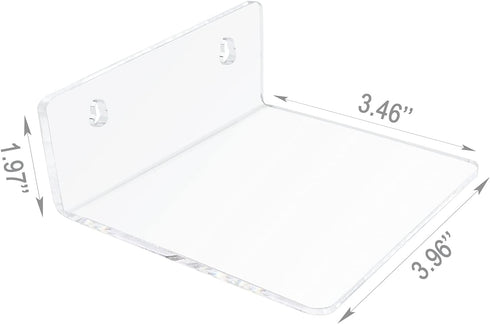 Bigfety Acrylic Small Floating Shelves for Wall, 3-Ledges, Clear Mini Display Floating Shelf Flexible Use with Adhesive or Screw...