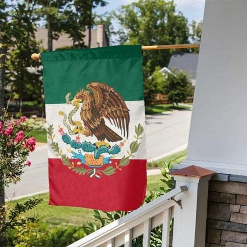 Mexico Mexican Flag Flax Nylon Burlap Linen Fabric Garden Flag Farmhouse Decorations Yard Mailbox Decor Welcome Sign 12x18 Inch Small Mini Size Do...