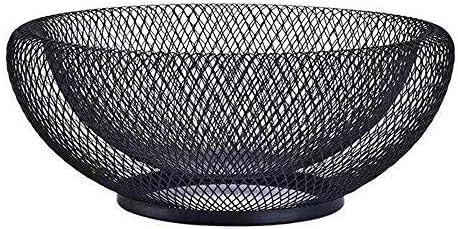 Mesh Fruit Bowl Decorative Fruit Basket Metal Candy Dish Holder Stand for Kitchen Counter Dining Room Table Office, 10 Inch (Black)...