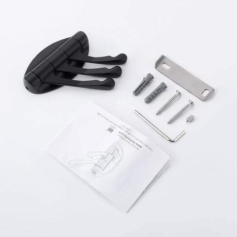 KES Solid Metal Coat Hook Folding Swing Arm Swivel Hook with Multi Three Foldable Arms for Bathroom Kitchen Garage Wall Mount Matt Black, A5060-BK...