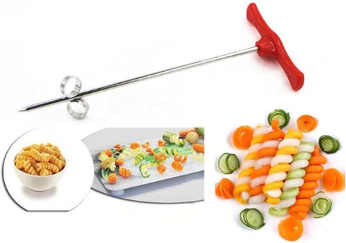 Fruits & Vegetables Spiral Twist Knife,Stainless Steel Spiral Twist Knife, Twist Shredder Ideal for Healthy Snacks, Chips, Parties...
