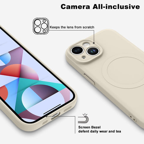 ZIYE Compatible with iPhone 15 Case Magnetic for Women Men with Camera Lens Protector Compatible with MagSafe Soft Silicone Microfiber Lining Shoc...