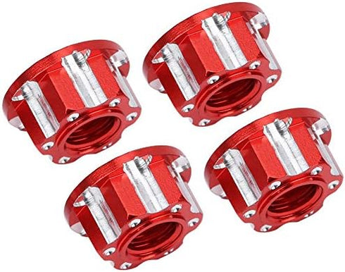 VGEBY 4pcs RC Hex Nuts, M4 Carving Hexagonal Nuts Aluminum Alloy RC Wheel Nuts Fit for D3 D4 1/10 RC Car(Red) Rc Hex Nut for Traxxas 1/10 17Mm Hex...