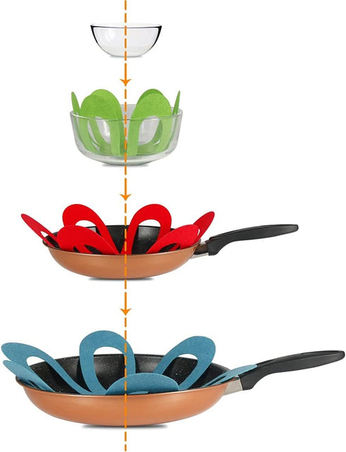 BYKITCHEN Felt Pan Separators, Set of 20 & 4 Different Sizes, Flower Glass Bowl Dish Separator Protectors for Stacking and Protecting Glassware, C...