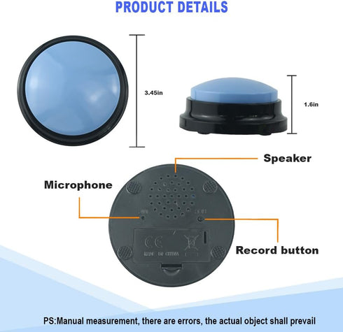4pcs Dog Buttons for Communication Recordable Dog Talking Buttons Set with Stickers Speaking Button for Dog Training Interactive Tool Answer Buzze...