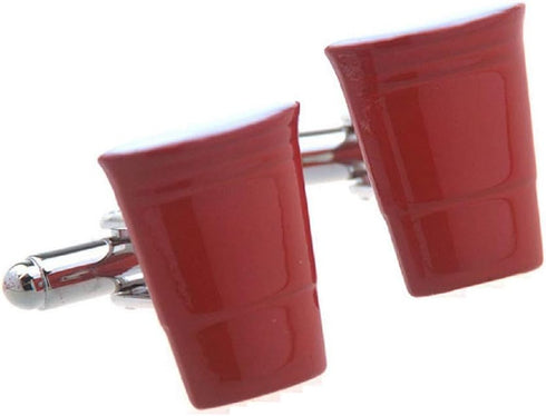 Red Party Plastic Beer Drinking Cup not Solo but a Pair of Cufflinks in Presentation Gift Box & Polishing Cloth...