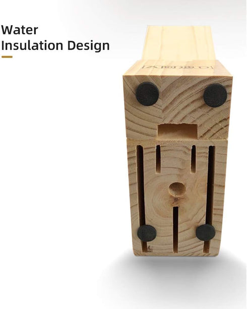 Wooden Knife Block Countertop Knife Holder Knife Organizer with Scissors-Slot for Kitchen...