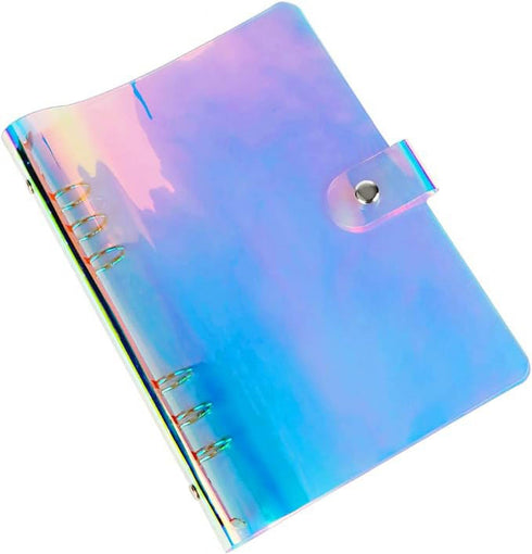 1 Piece Rainbow Clear Notebook Binders 6-Ring Planner Binder Soft PVC Binder Transparent Loose Leaf Personal Planner with Snap Button Closure Roun...