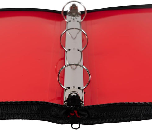 JAM PAPER Plastic Zipper 1.5 inch Binder - Red 3 Ring Binder - Sold Individually...