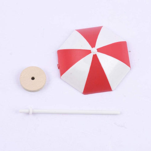 1/12 Dollhouse Beach Umbrella Plastic Deck Chair Umbrella Beach Accessories Aquarium Terrariums Decoration Cake Ornaments - Red M...