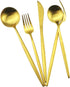 Matte Gold Silverware Set,Gugrida 5-Piece 18/10 Stainless Steel Satin Finish Flatware Set,Kitchen Utensil Set,Tableware Travel Cutlery Set for Cam...