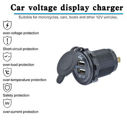 arfour 12V QC3.0 Dual USB Socket Waterproof dustproof Power Charger USB for Cell Phone Tablet Light......
