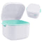 Denture Soak Container, Portable Denture Bath Box Cup, No-Leak Denture case,Retainer Cleaning Box Complete Clean Care for Dentures, Clear Braces, ...