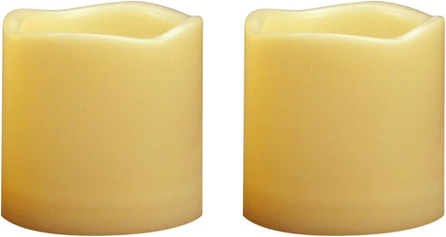 Outdoor Battery Operated Flameless Candles with Timer, Realistic Flickering Plastic Fake Electric LED Pillar Lights Waved Edge for Home Garden Wed...