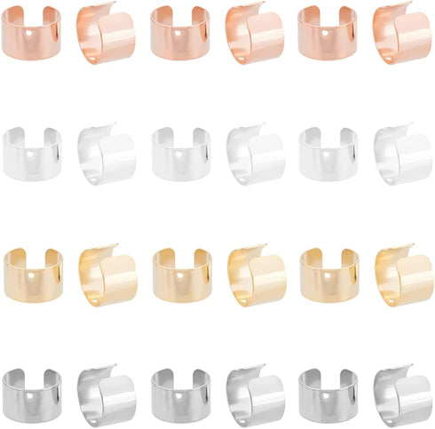 DICOSMETIC 60Pcs Cuff Earrings Findings Cartilage Cuff Earring Non-Pierced Wrap Earring Adjustable Stainless Steel Clip-on Earring Cuffs with Loop...