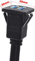 USB Flush Mount Cable, 1 Meter 3ft Dual USB 3.0 Ports Panel Mount, Dash Mount, Flush Mount Extension Cable for Car Boat Motorcycle or Other Surfac...
