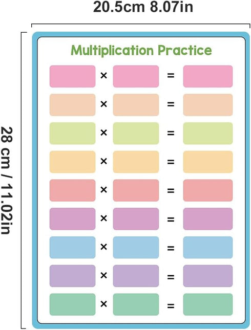 Dry Erase Multiplication and Division Practice Boards – Double Sided Times Table Learning Tool for Kids Students, Classroom, and Home Learning – M...