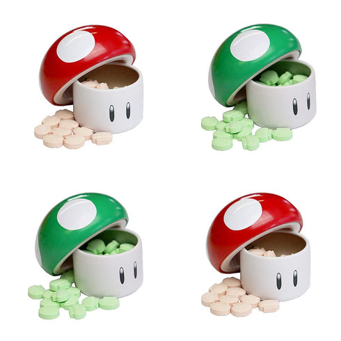 Super Mario Bros Mushroom Sour Candy. One (1) Mushroom Collectible Mushroom Tin. Sour Cherry or Green Mushroom Shaped Candies 1 RANDOM TIN PER ORD...