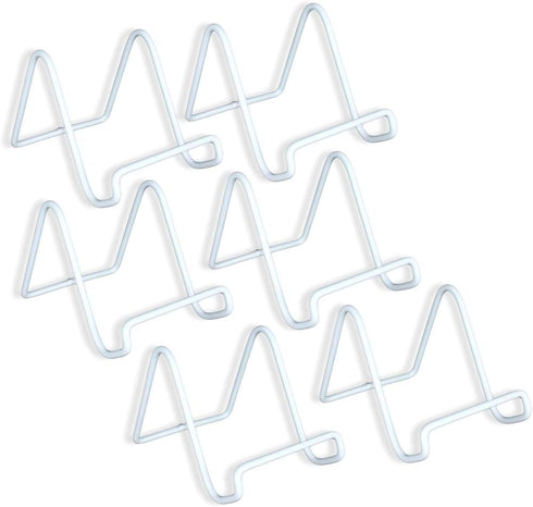 BANBERRY DESIGNS Wire Easel Plate Stands Display Holder White - White Metal - 3 Inch - Pack of 6...