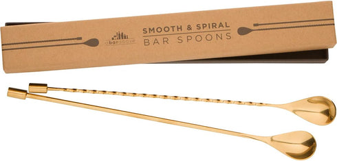A Bar Above 2-Piece Gold Bar Spoon Set, 12-Inch Heavyweight Cocktail Mixing Spoons, Gold-Plated Stainless Steel Drink Stirrers for Shakers and Mix...