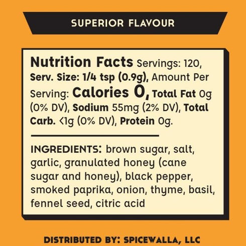 Spicewalla Honey and Herb Rub 3.8 oz | Garlic, Salt, Brown Sugar, Basil, Black Pepper | Non-GMO, Gluten Free, No MSG...