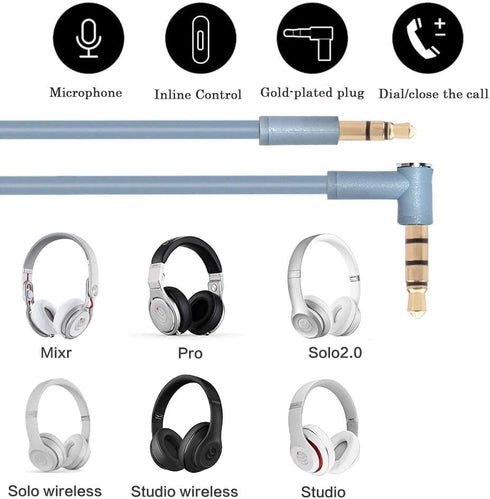 Replacement Audio Cable Cord Wire with in-line Microphone and Control Compatible with Beats Solo Solo 2 Solo 3 Studio Studio 3 Pro Detox Wireless ...
