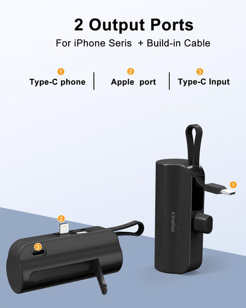 Portable Charger Small Power Bank?5000mAh Mini Compact Portable Phone Charger for Travel - Compatible with iPhone 15 14 13 Samsung (Black1)......