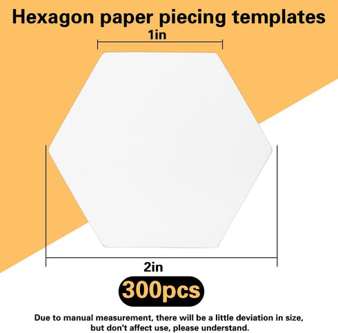 300 Count Paper Piecing Paper for Quilting, Quilting Templates, Paper Piecing Shapes Hexagon Paper Piecing Templates Quilting Templates for Use in...