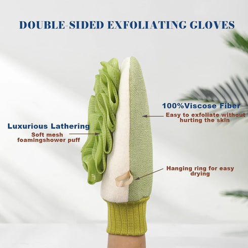 Deep Exfoliating Glove for Shower, Double-Sided Exfoliating Mitt,Massage Body Scrub Gloves for Home Spa, Eco Friendly loofah sponge, Dead Skin Rem...