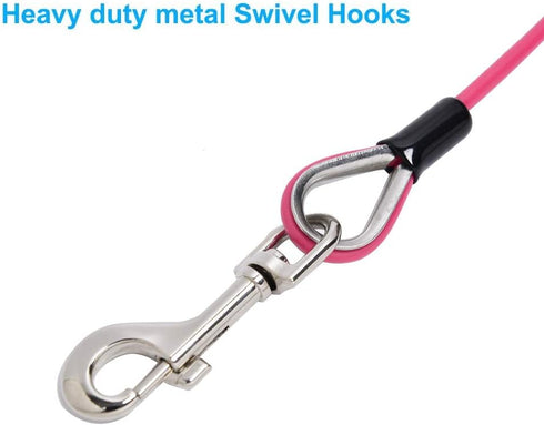 5 ft Dog Tie Out Cable Leash with Coated Steel Cable and Soft Padded Handle Dog Leashes for Medium Dog (Pink)...