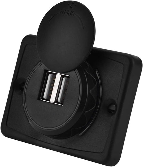 Car USB Charger, 3.1A 12-24V Dual USB Port Socket Car Charger Adapter LED Waterproof Fast Car Charger Outlet with Cap for Cars Bus RV Boat...