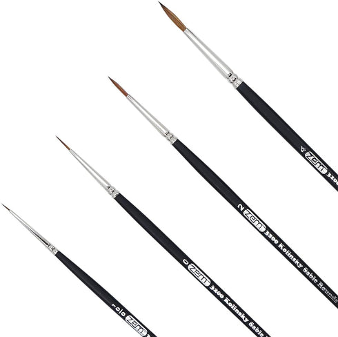 ZEM Brush Kolinsky Pure Sable Artist Brush Set Detail Sizes 10/0,0,2,4...