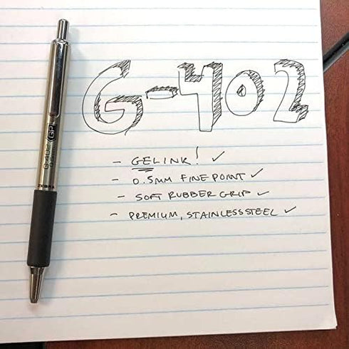 Zebra Pen G-402 Stainless Steel Retractable Gel Pen, Premium Metal Barrel, Fine Point, 0.5mm, Black and Blue Ink, 4-Pack Plus Refills, (50072)...