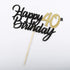 PALASASA Black Gold Glitter Happy Birthday cake topper - 40 Anniversary/Birthday Cake Topper Party Decoration (40th)...