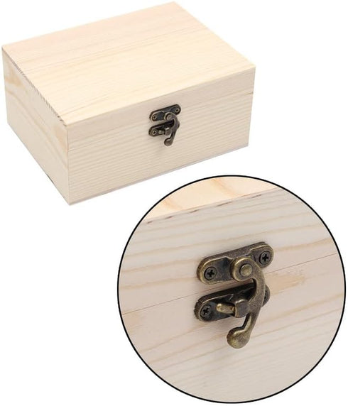 (1-Pack Unfinished Unpainted Wooden Box with Hinged Lid for Crafts DIY Storage Jewelry Plain Pine Box - Small 6.7"x5.1"x3.1"...