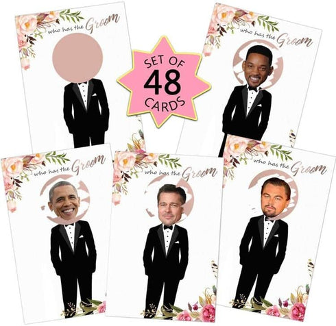 Floral Bridal Shower Games - Who Has The Groom Scratch Off Celebrity Cards Tickets for 48 Guests - Funny Bachelorette Party Games Ideas - Rose Gol...